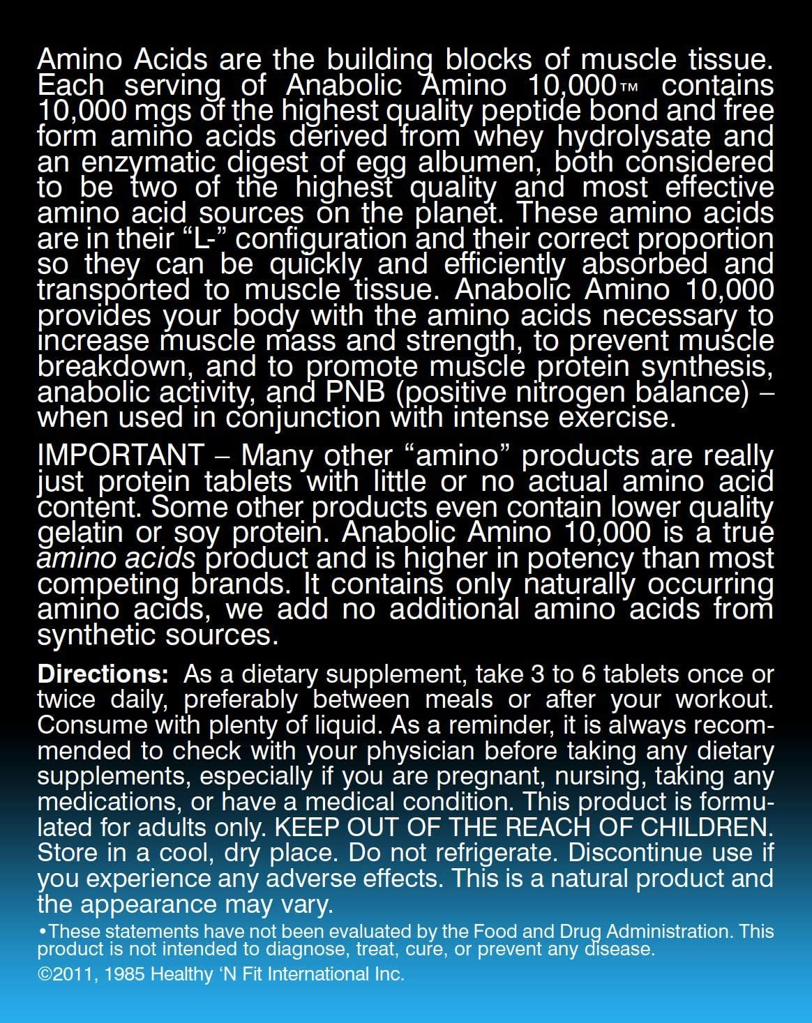 Healthy 'n Fit Anabolic Amino 10000 (90 Tablets) - Cozy Farm