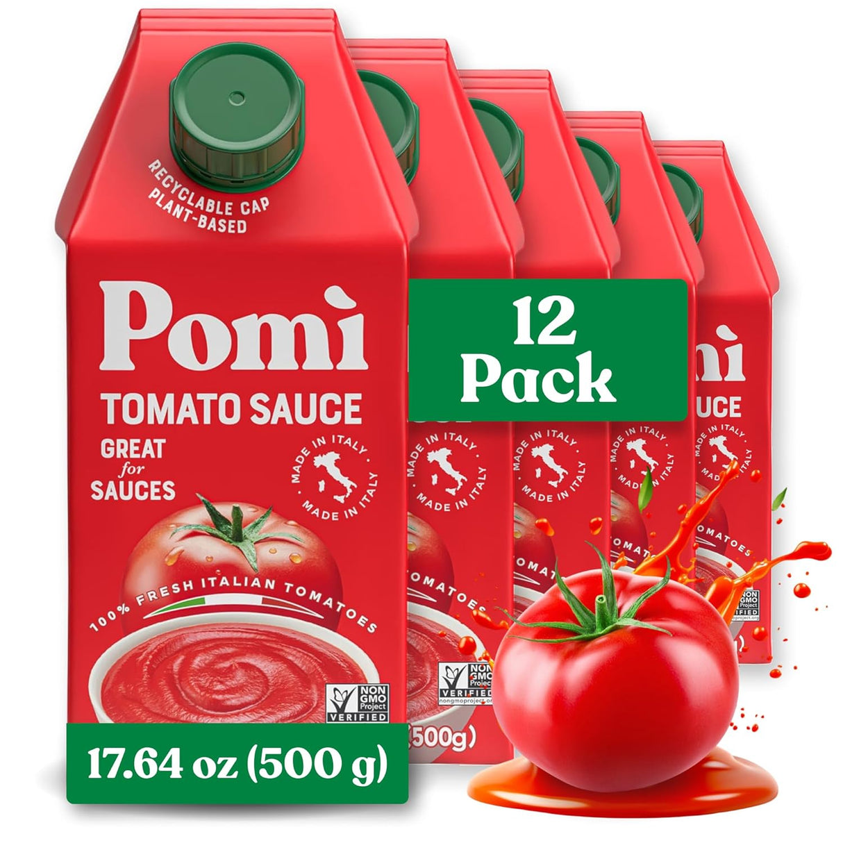 Pomi Italian Tomato Sauce, Case of 12 - 17.64 fl oz Cans