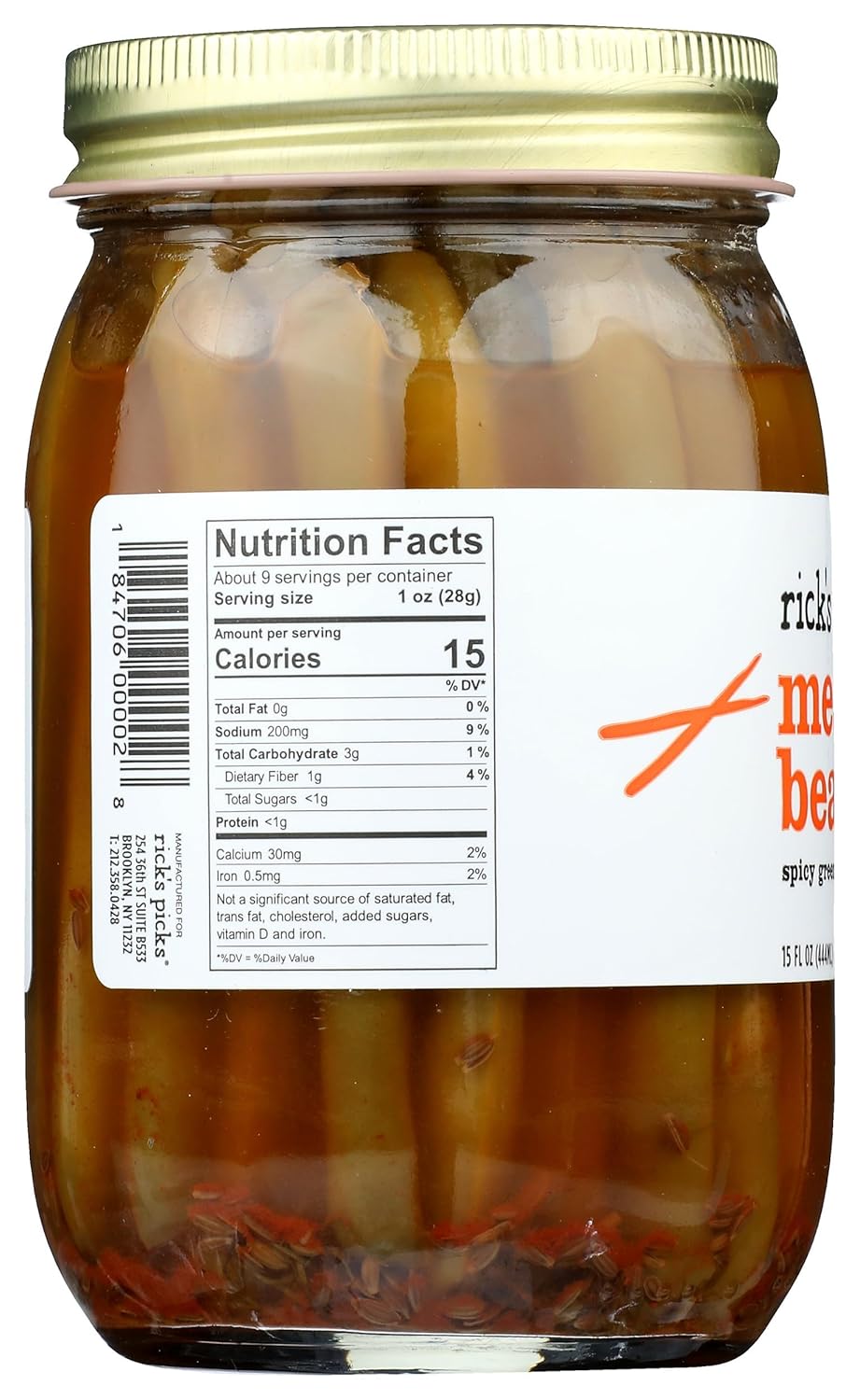 Rick's Picks Mean Beans Pickled Green Beans, 19 oz, Case of 6