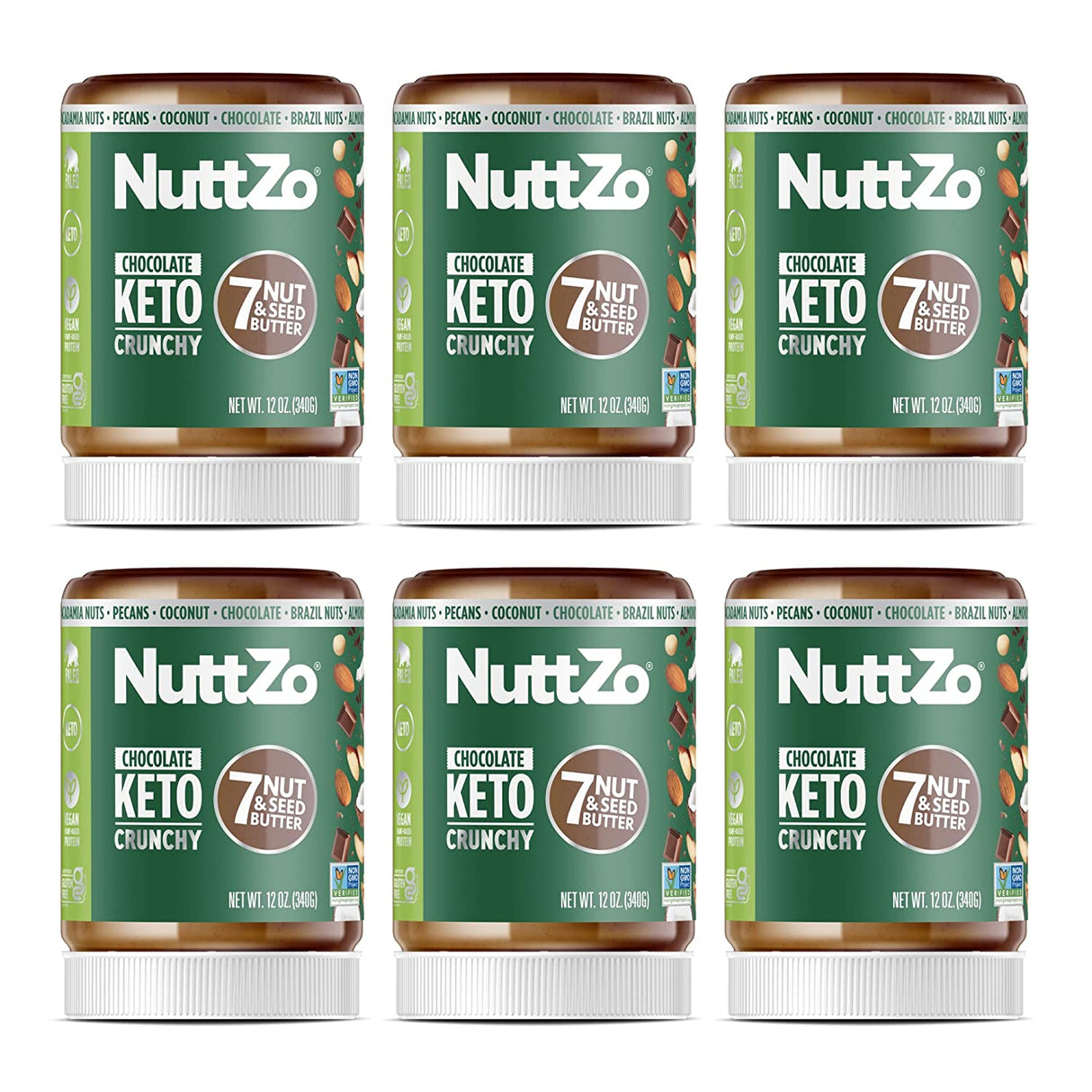 Nuttzo Keto Chocolate Crunchy Natural Spread (6 x 12 Oz) - Cozy Farm