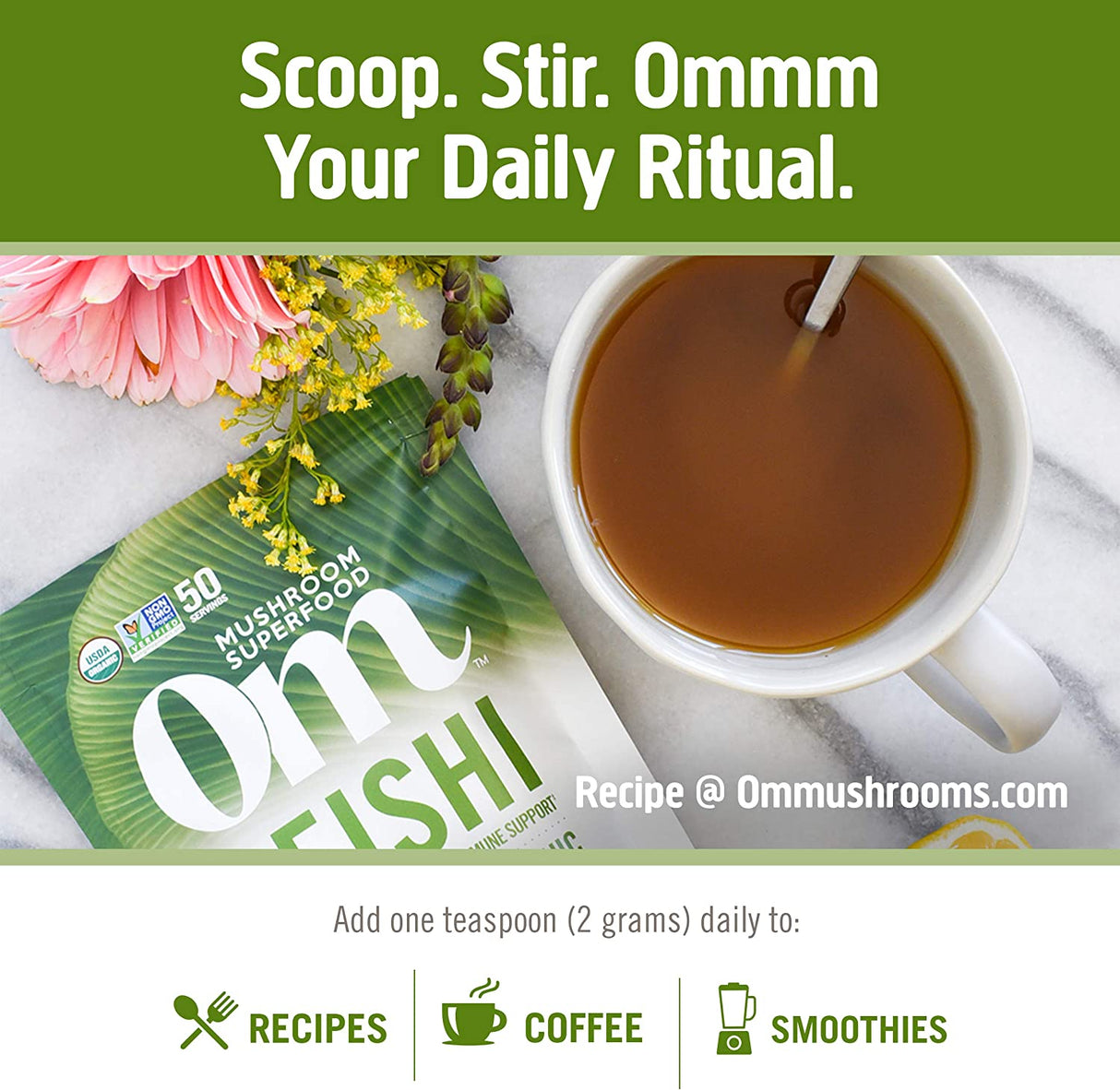 Om Mushroom Superfood Reishi Organic Mushroom Powder, 3.5 Ounce - Cozy Farm