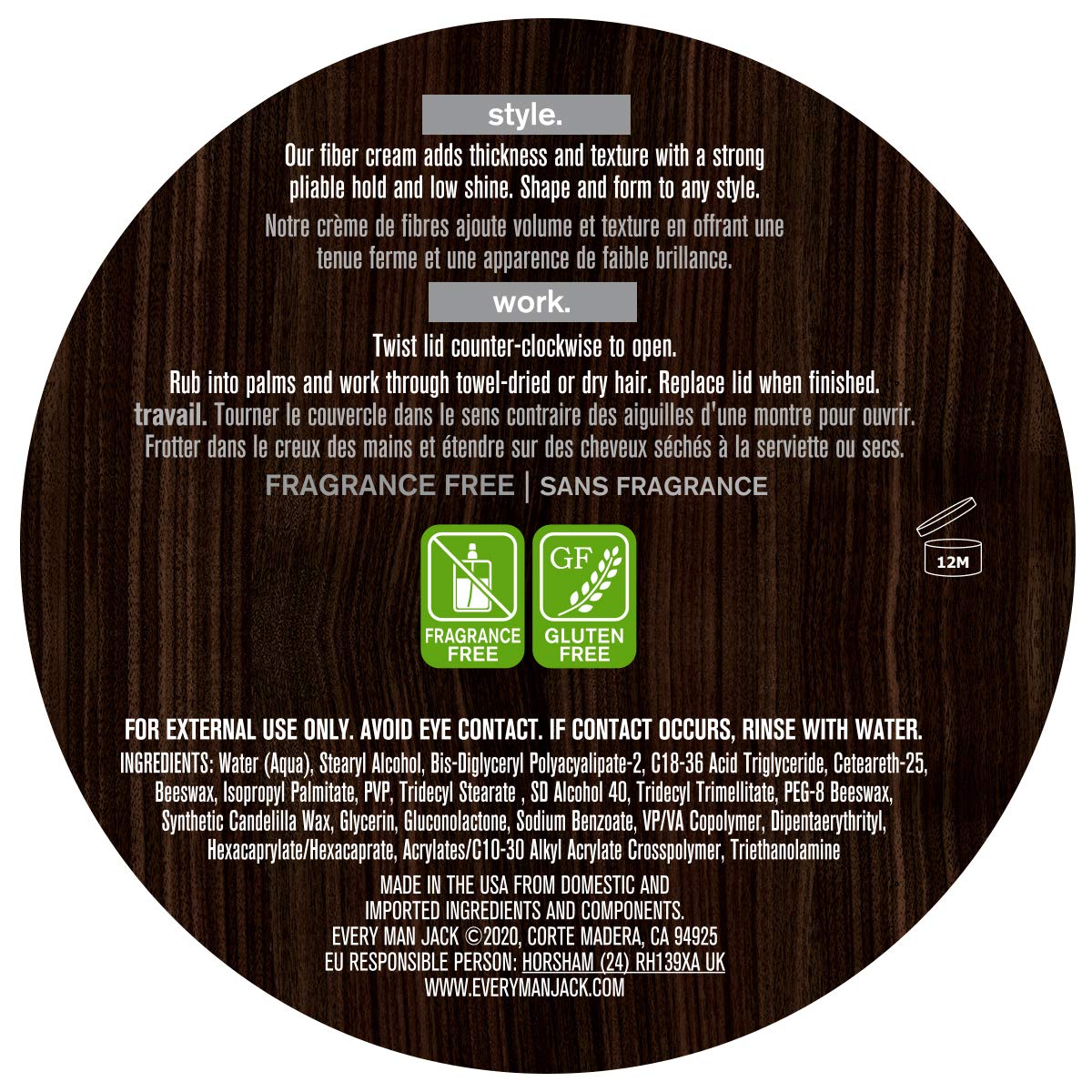 Every Man Jack Hair Fiber Cream: Fragrance-Free Hold, Volume, and Texture - Cozy Farm