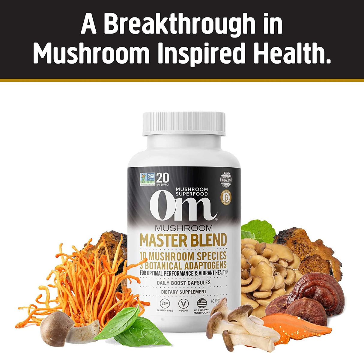 Om Mushroom Superfood: Master Blend Mushroom Capsules (80 Count) - Cozy Farm