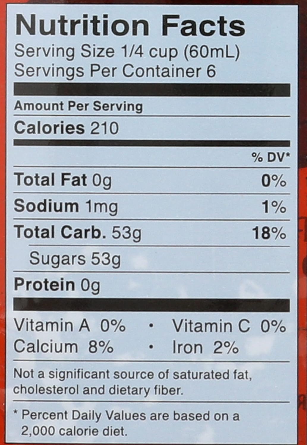 Nutrition facts label for a product with detailed calorie and ingredient information.