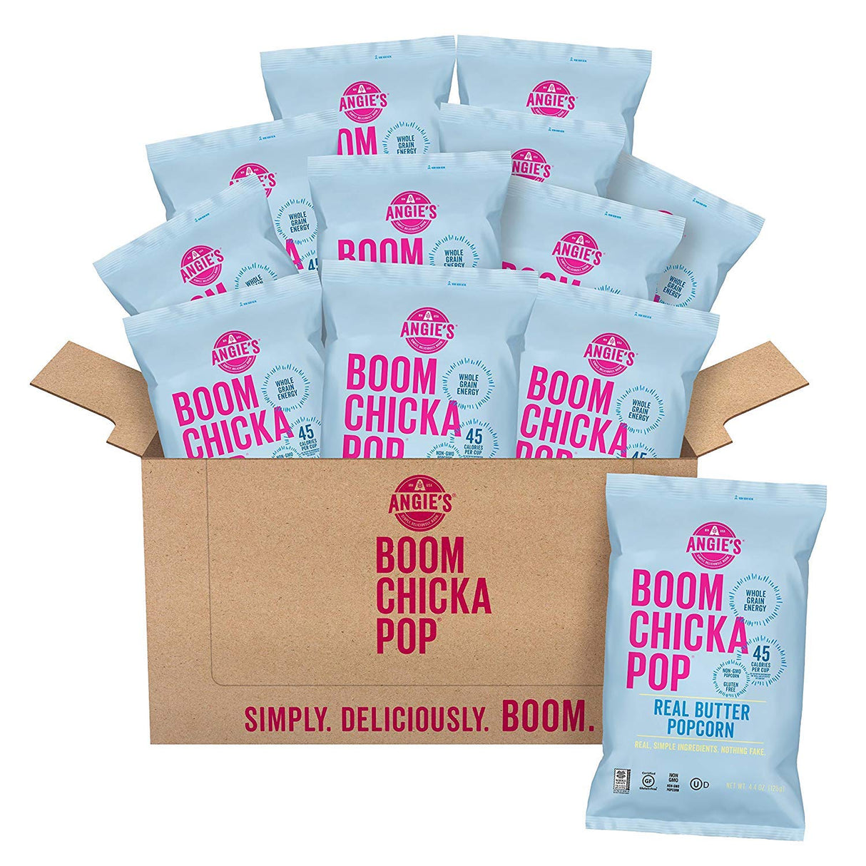 Angie's Boom Chicka Pop Real Butter Popcorn, Case of 12, 4.4 oz Each