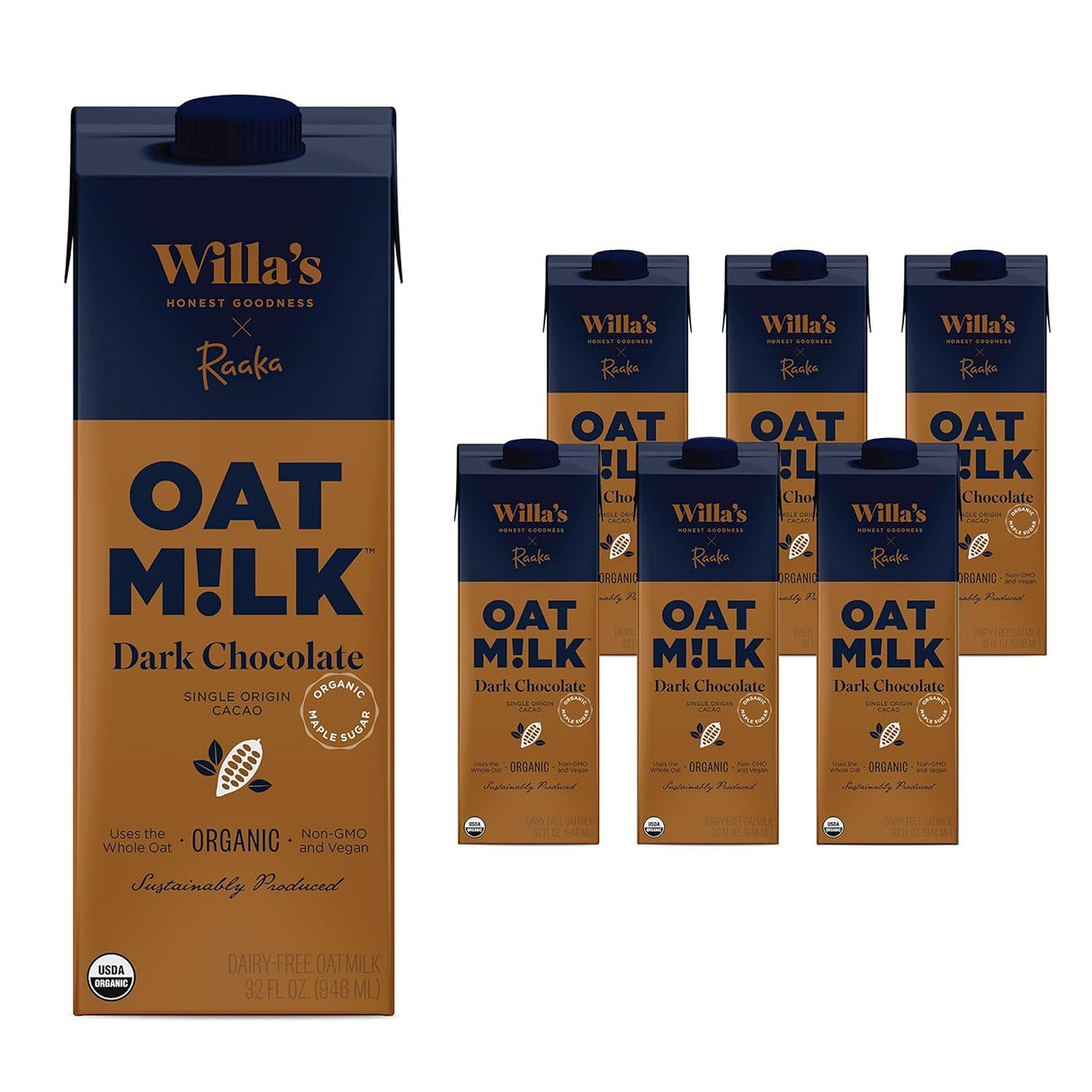 Willa's Organic Dark Chocolate Oat Milk - 6 Pack (32 Fl Oz Each) - Cozy Farm