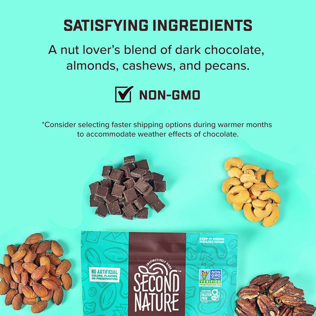 Second Nature Dark Chocolate Nut Medley (Pack of 4 - 1.25 Oz)