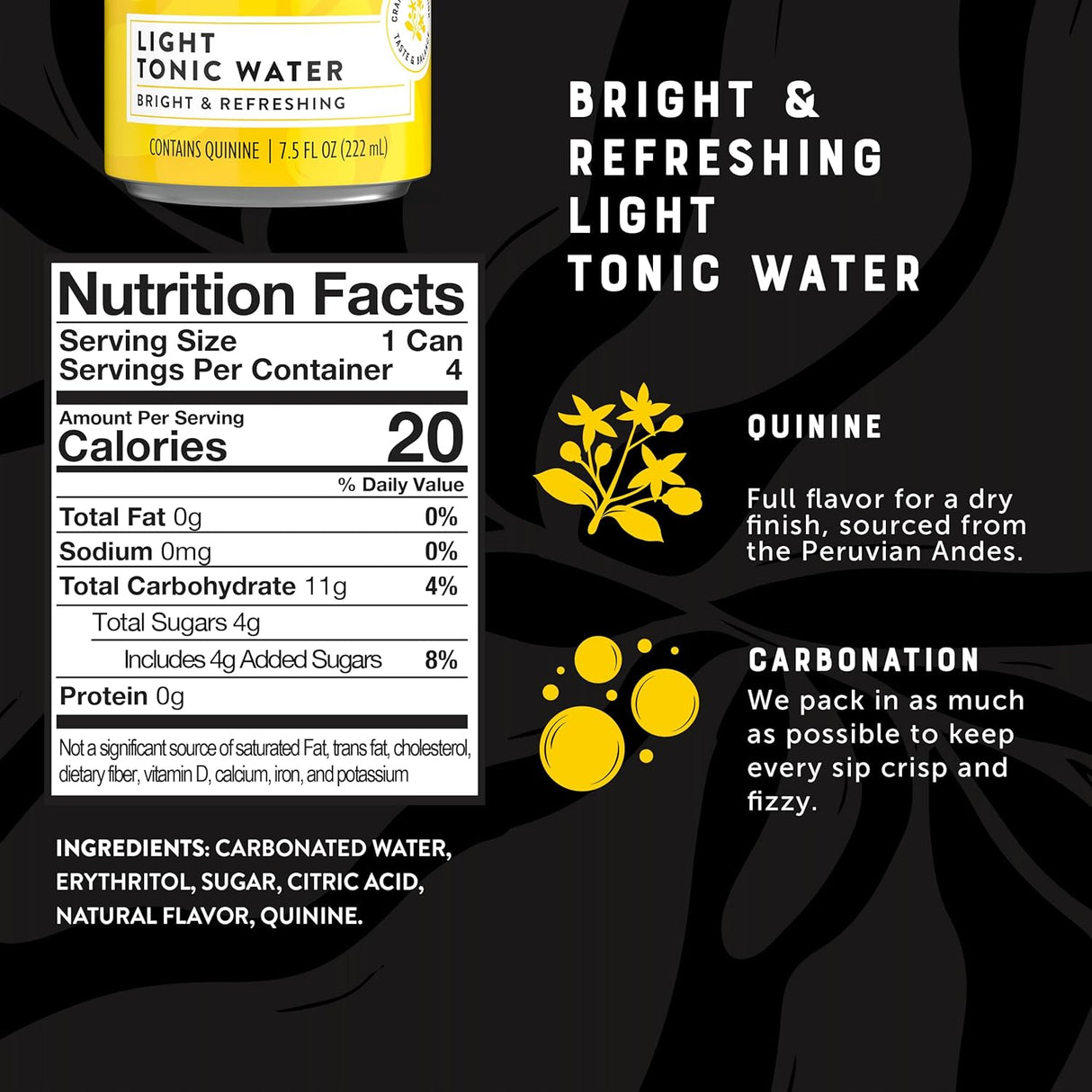 Q Drinks Light Tonic Water - 7.5 Fl oz - Case of 4