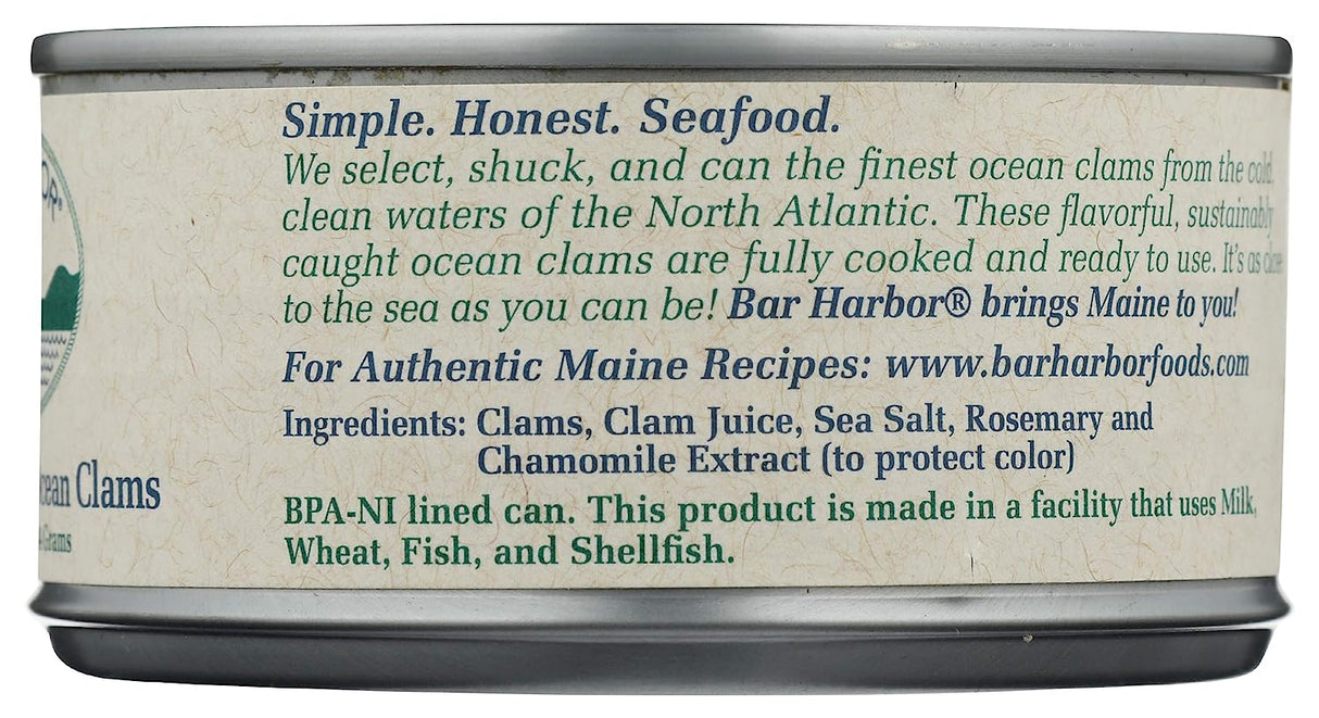 Bar Harbor Whole Gourmet Ocean Clams - 6.5 Oz Can (Pack of 12) - Cozy Farm