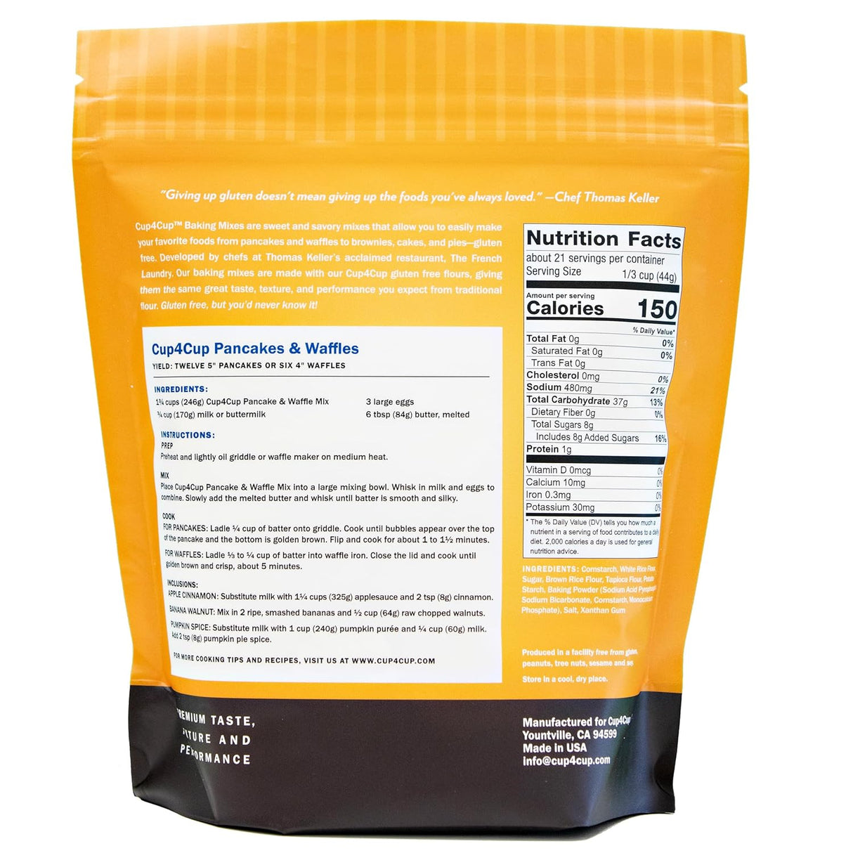 Cup4Cup Gluten-Free Pancake & Waffle Baking Mix, 2 Lb. (Pack 6)