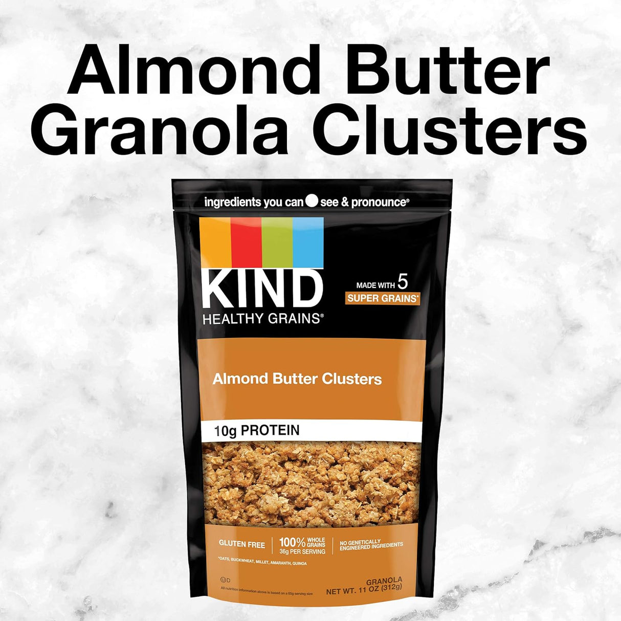KIND Almond Butter Whole Grain Clusters, Case of 6 (11 oz each)