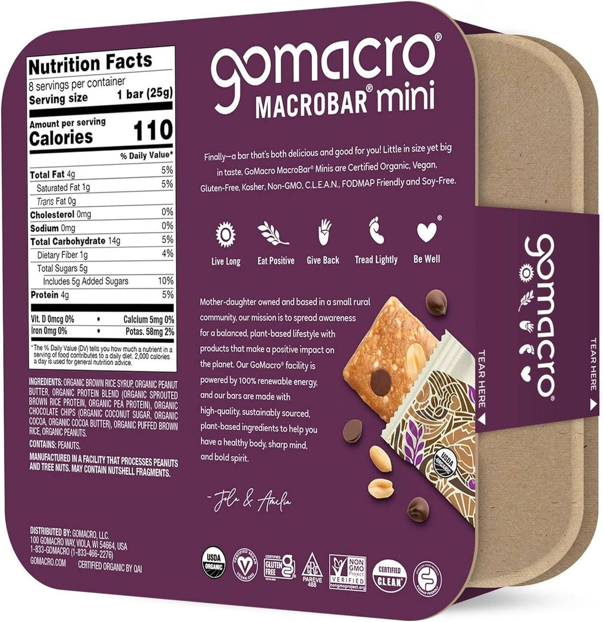 GoMacro Organic Mini Almond Butter Chocolate Chip Bar, 8-Pack (7.2 oz)