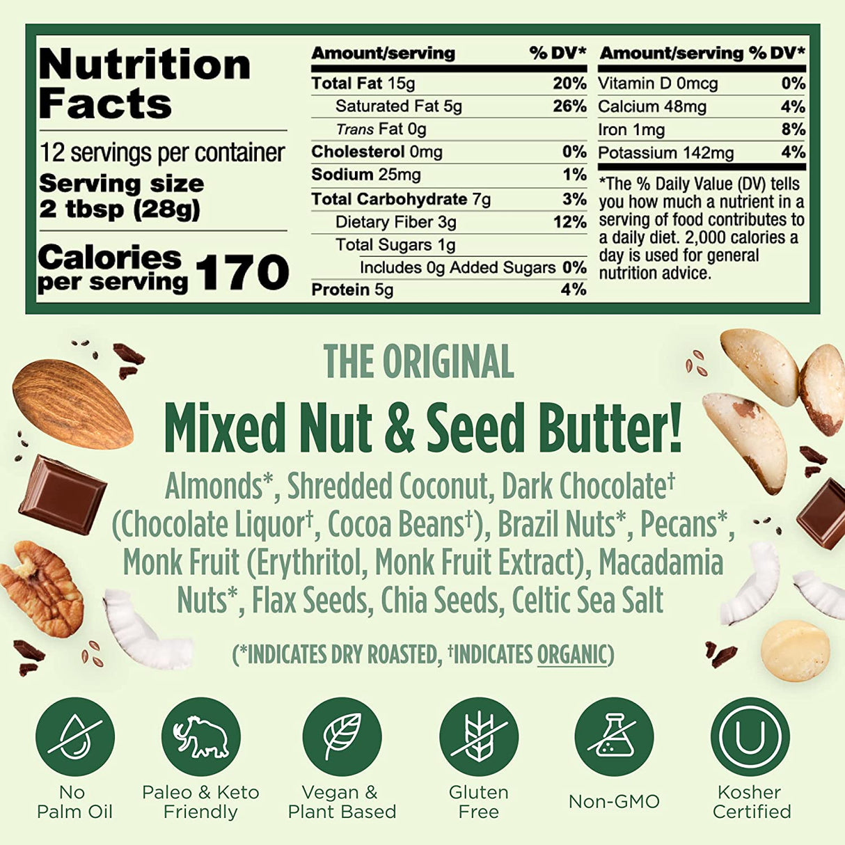 Nuttzo Keto Chocolate Crunchy Natural Spread (6 x 12 Oz) - Cozy Farm