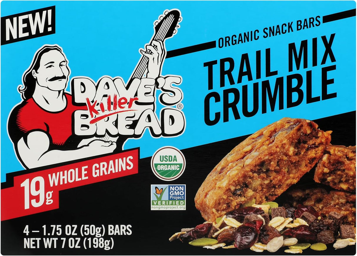 Daves Killer Bread - Organic Trail Mix Crumble Bars, 7 oz (Pack of 6) - Whole Grain Snack