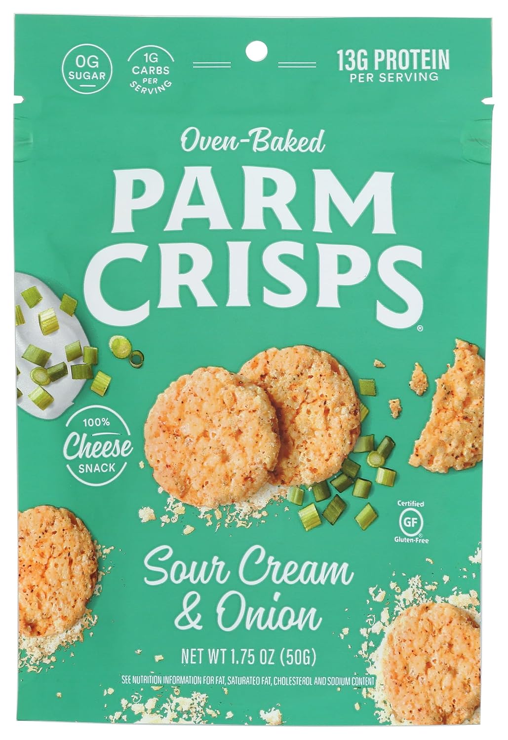 Parm Crisps, Creamy Onion Flavored Cheese Crisps, Pack of 12, 1.75 Oz
