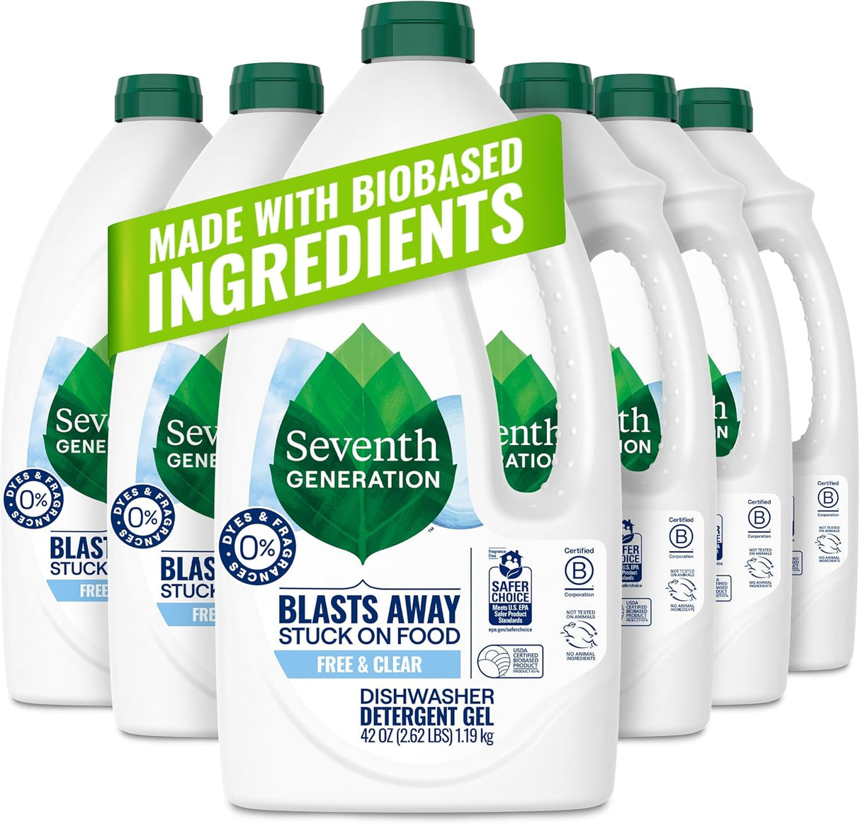 Seventh Generation Auto Dishwasher Gel, Free & Clear (6 ct., 42 Fl. Oz. each)