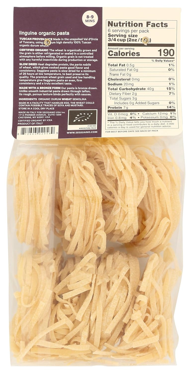 Organic Linguine Pasta by Seggiano, 13.2 oz (Pack of 6) - Cozy Farm