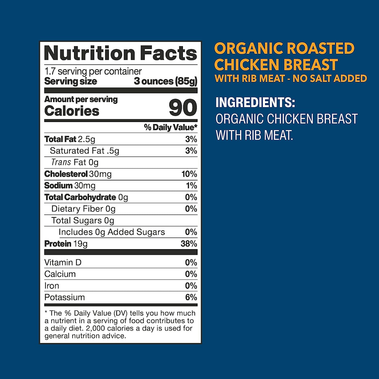 Wild Planet Organic No Salt Added Roasted Chicken Breast (Pack of 12) - 5 Oz. - Cozy Farm