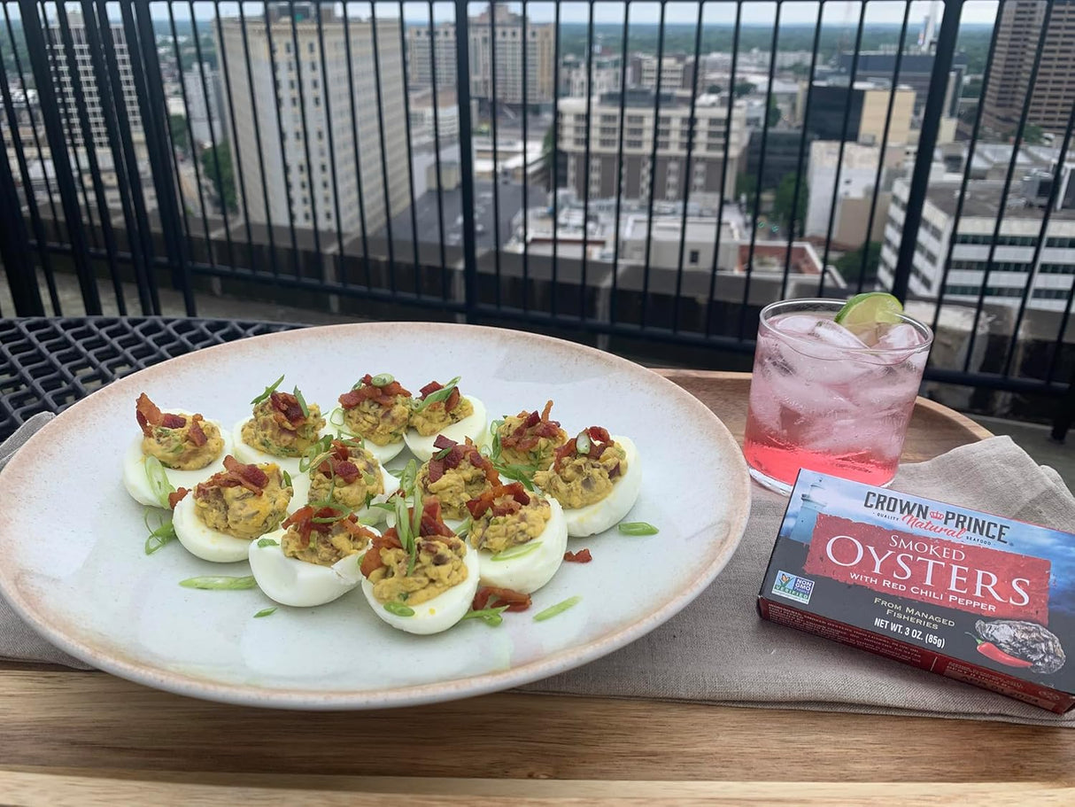 Crown Prince Smoked Oysters with Red Chili Pepper - 3 Oz. (Pack of 18)