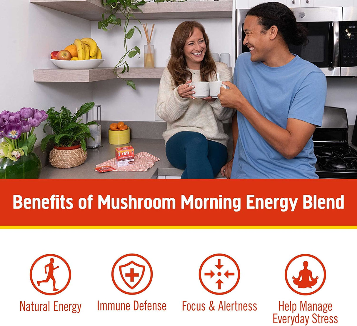 Om Mushroom Superfood Morning Energy Blend Mushroom Powder Drink (Pack of 10 - 0.28oz) - Cozy Farm