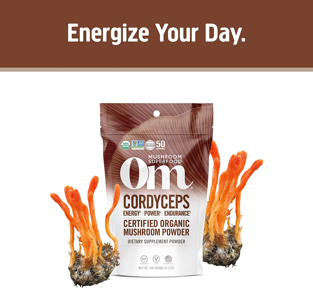 Om Mushroom Superfood Organic Cordyceps Mushroom Powder, 3.5 Oz - Cozy Farm