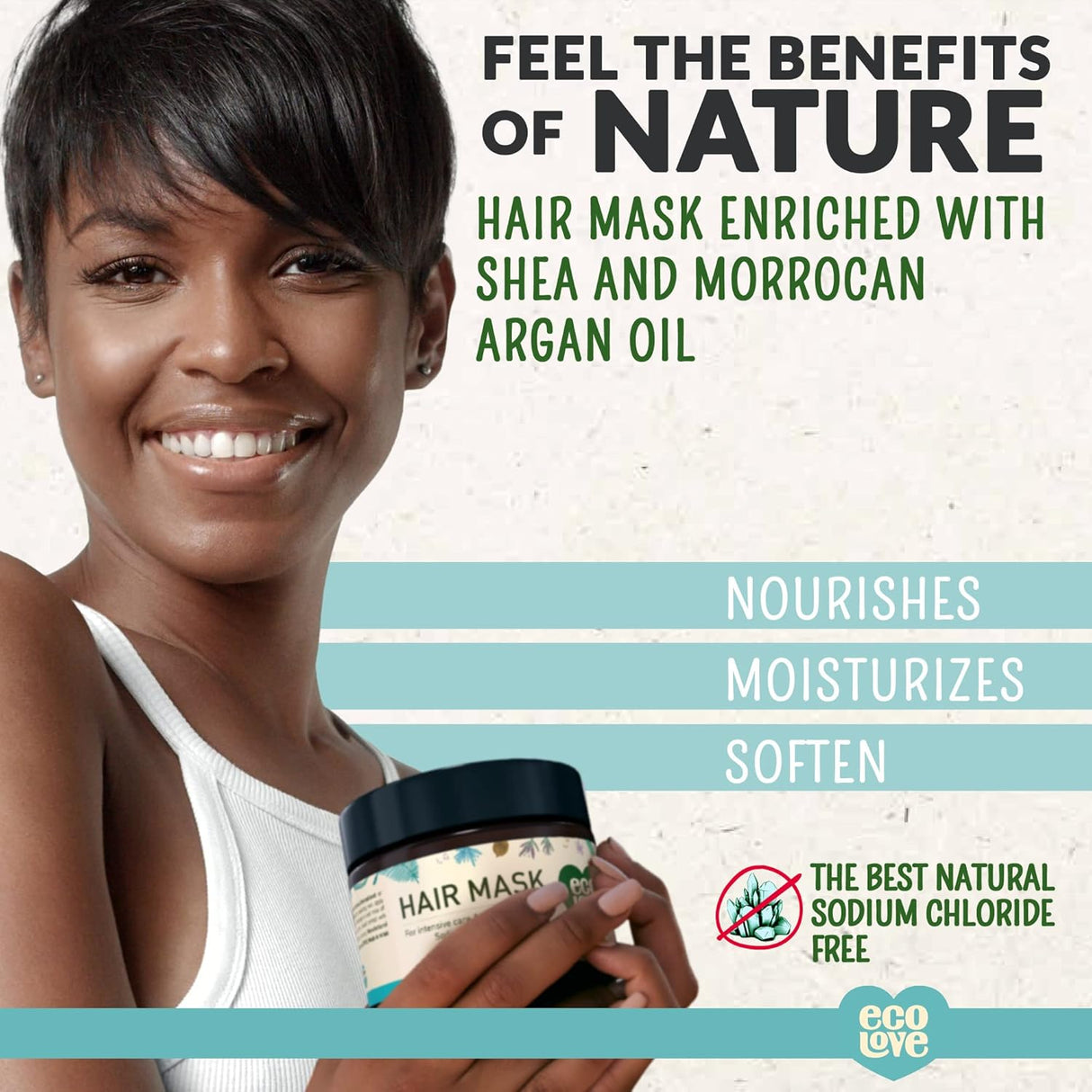 Ecolove Hair Mask, Nutrient-Infused Strengthening Treatment, 11.8 Oz.