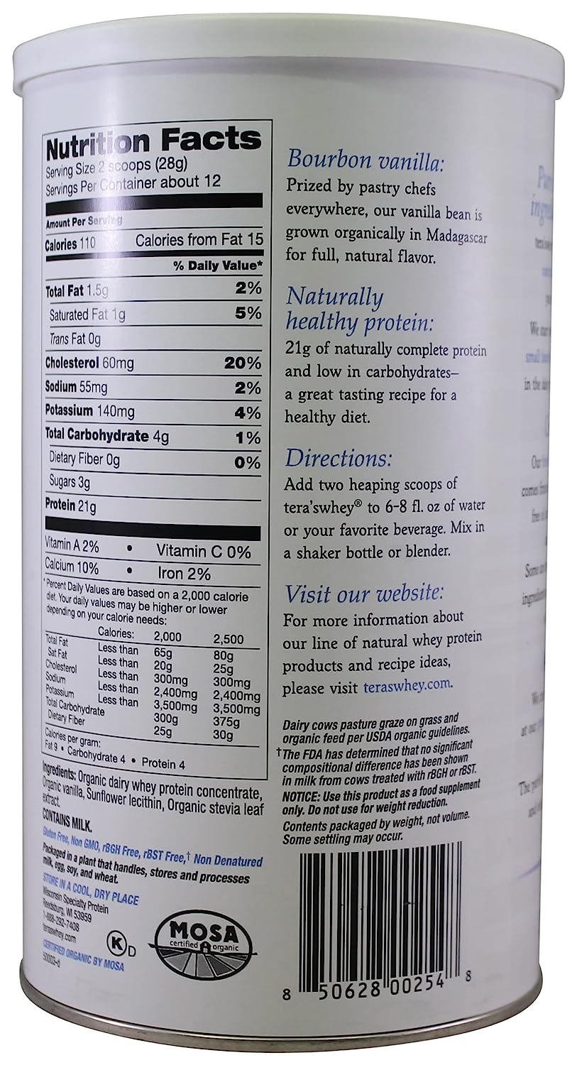 Organic Teras Whey Protein Powder - Bourbon Vanilla Flavor - 12 oz. - Cozy Farm