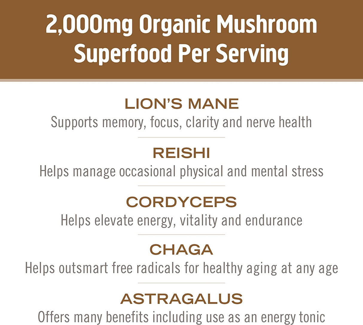 Om Mushroom Superfood Coffee Latte Blend Mushroom Powder, Single Serve, 10 Count, Lion's Mane, Cordyceps, Reishi, Chaga - Cozy Farm