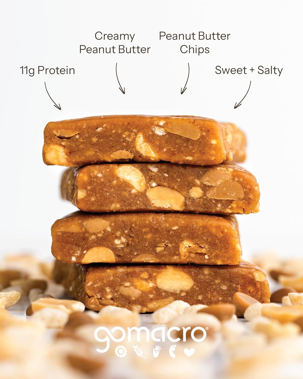 GoMacro MacroBar Organic Peanut Protein Bar, 2.3 oz., Pack of 12