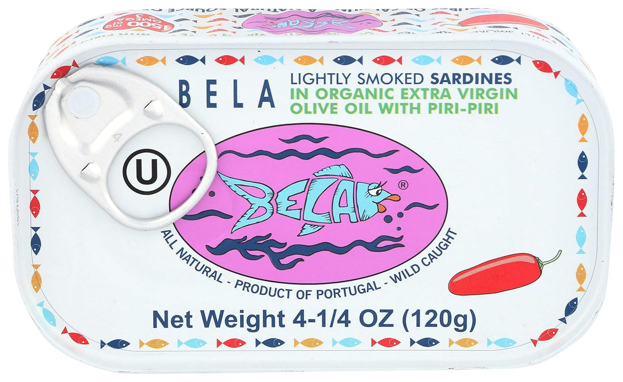 Bela-olhao Smoked Sardines in Piri Piri Sauce, (Pack of 12) 4.23 Oz - Cozy Farm