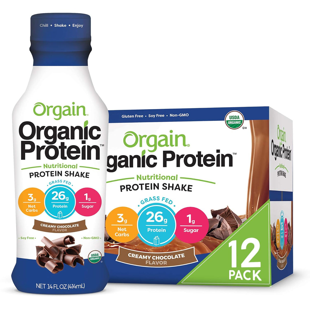 Orgain Creamy Chocolate Nutritional Protein Shake (14 Fl Oz Pack of 12)