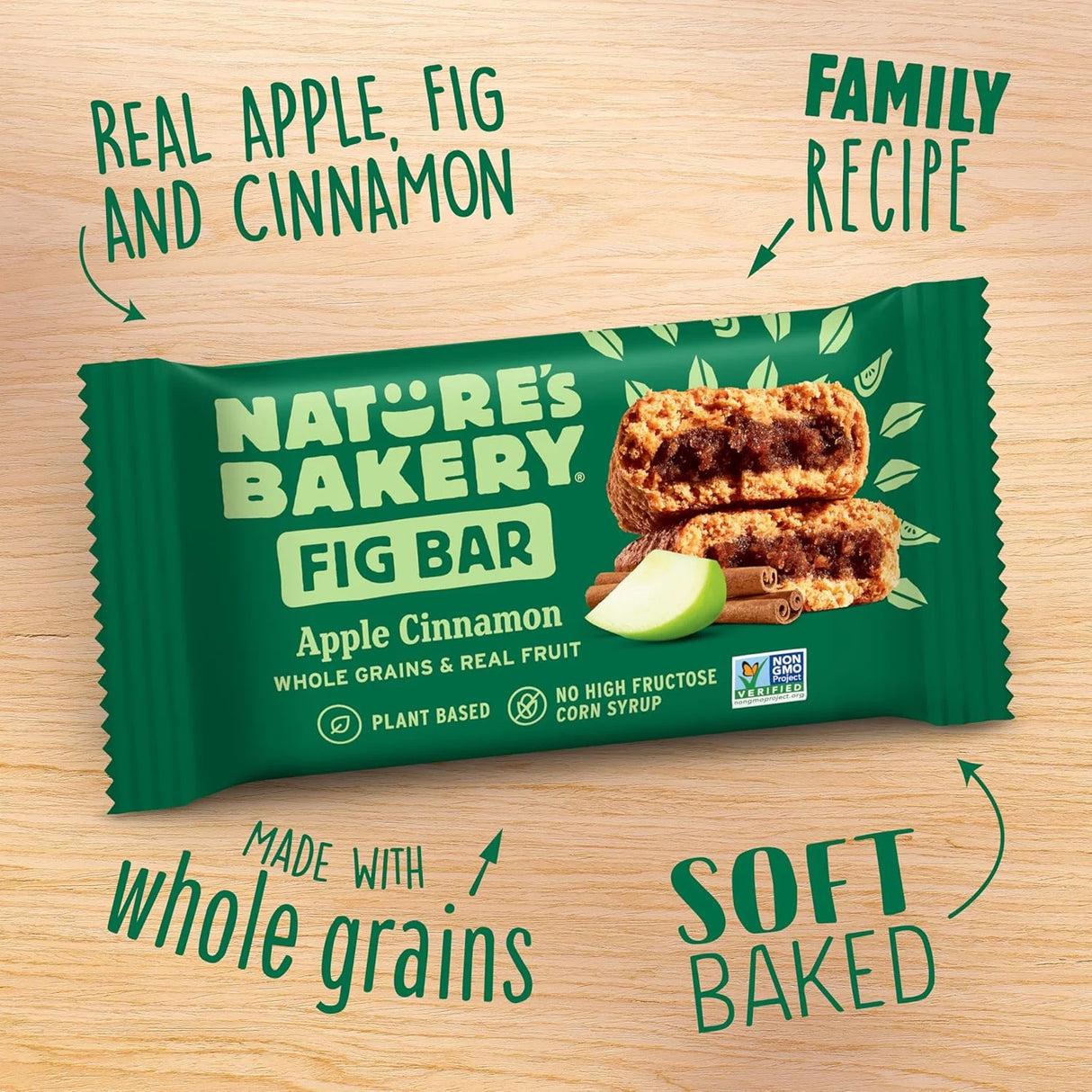 Nature's Bakery Whole Wheat Stone-Ground Apple Cinnamon Fig Bars, 12-Pack, 2 Oz