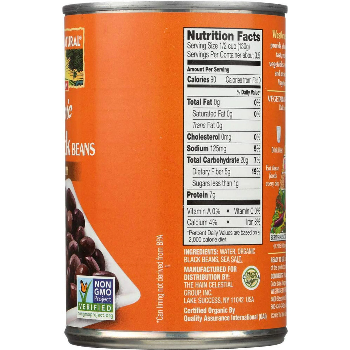 Westbrae Foods Organic Low Sodium Black Beans, Case of 12, 15 Oz – USDA Certified Organic Canned Beans