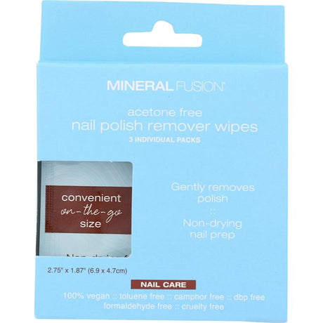 Mineral Fusion - Biotin Nail Strengthener Nail Polish Remover Wipes (15 Ct, 3 Ct Each) - Cozy Farm 