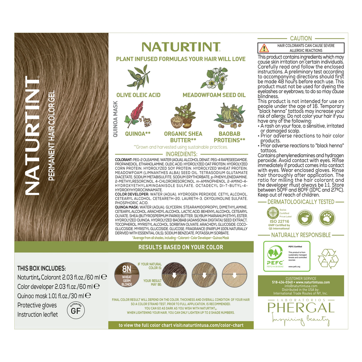 Naturtint hair color gel packaging with ingredients list and usage instructions.