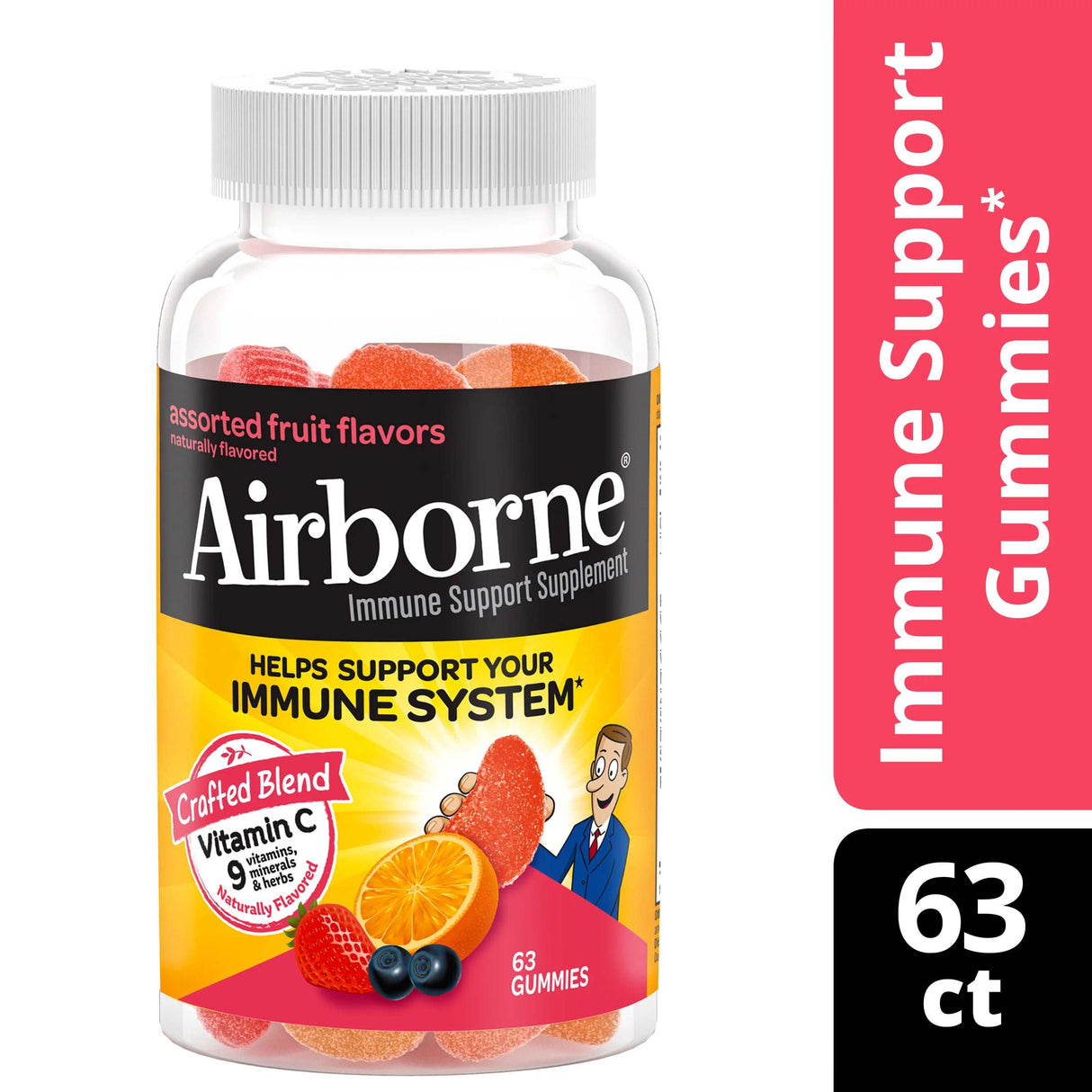 Airborne Assorted Fruit Gummies (Pack of 63) - Cozy Farm