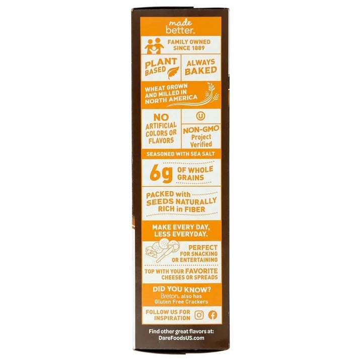 Box of plant-based baked goods with nutritional information on a white background