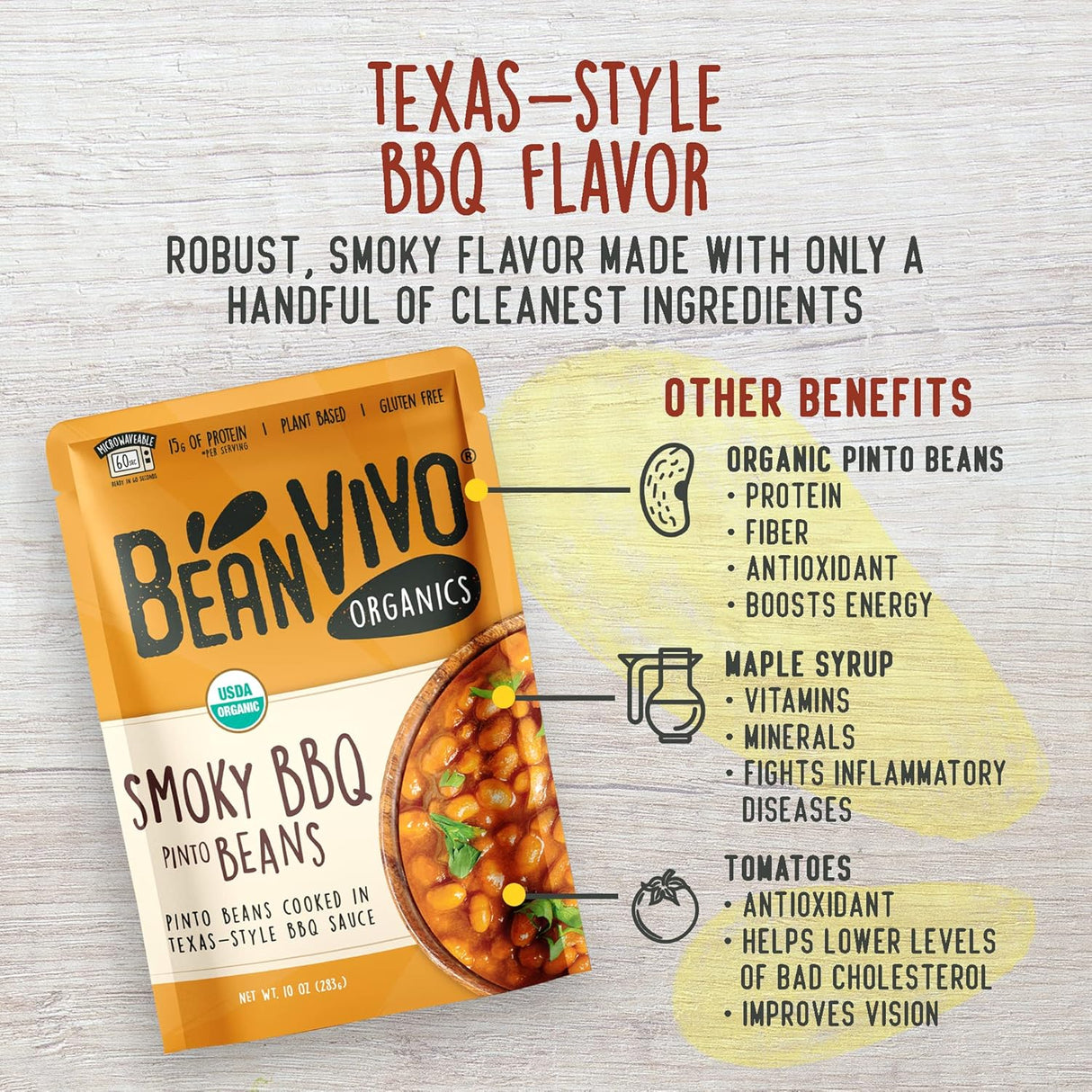 Bean Vivo Pinto Beans Smoky BBQ, Case of 6, 10 oz Each