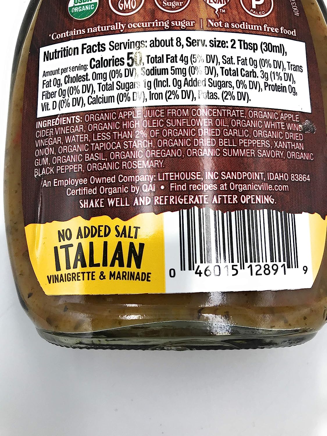 Organicville - Dressing Italian No Salt Added (Pack of 6-8 Fl Oz) - Cozy Farm