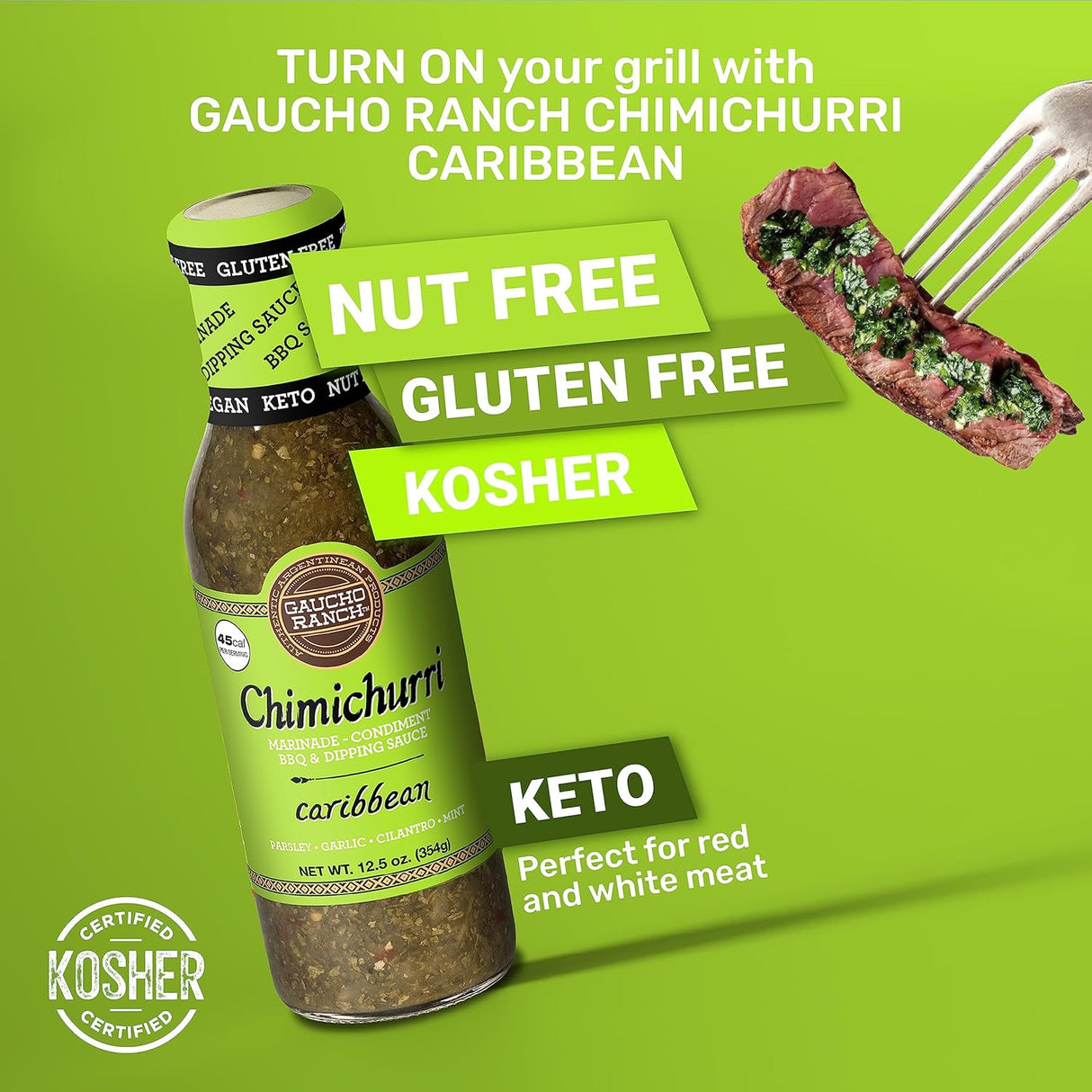 Gaucho Ranch Caribbean Chimichurri Sauce, 12.5 fl oz, Pack of 6