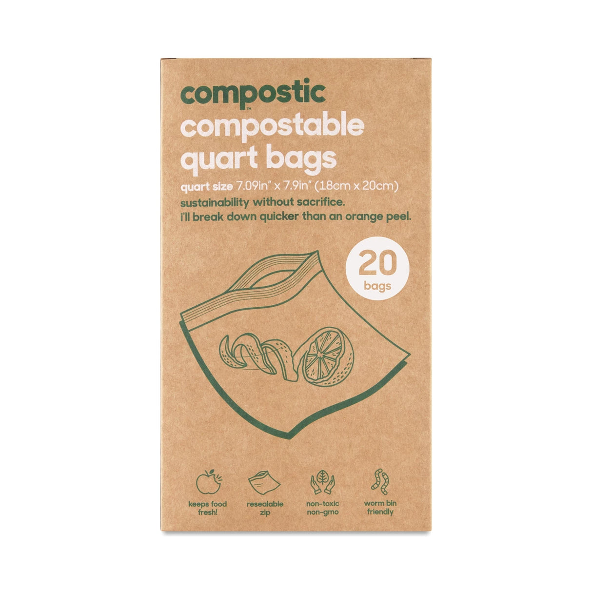 Compostic - 3 Gallon Trash Bags, 24 Bag (Pack of 12) - Compostable Kitchen Liners