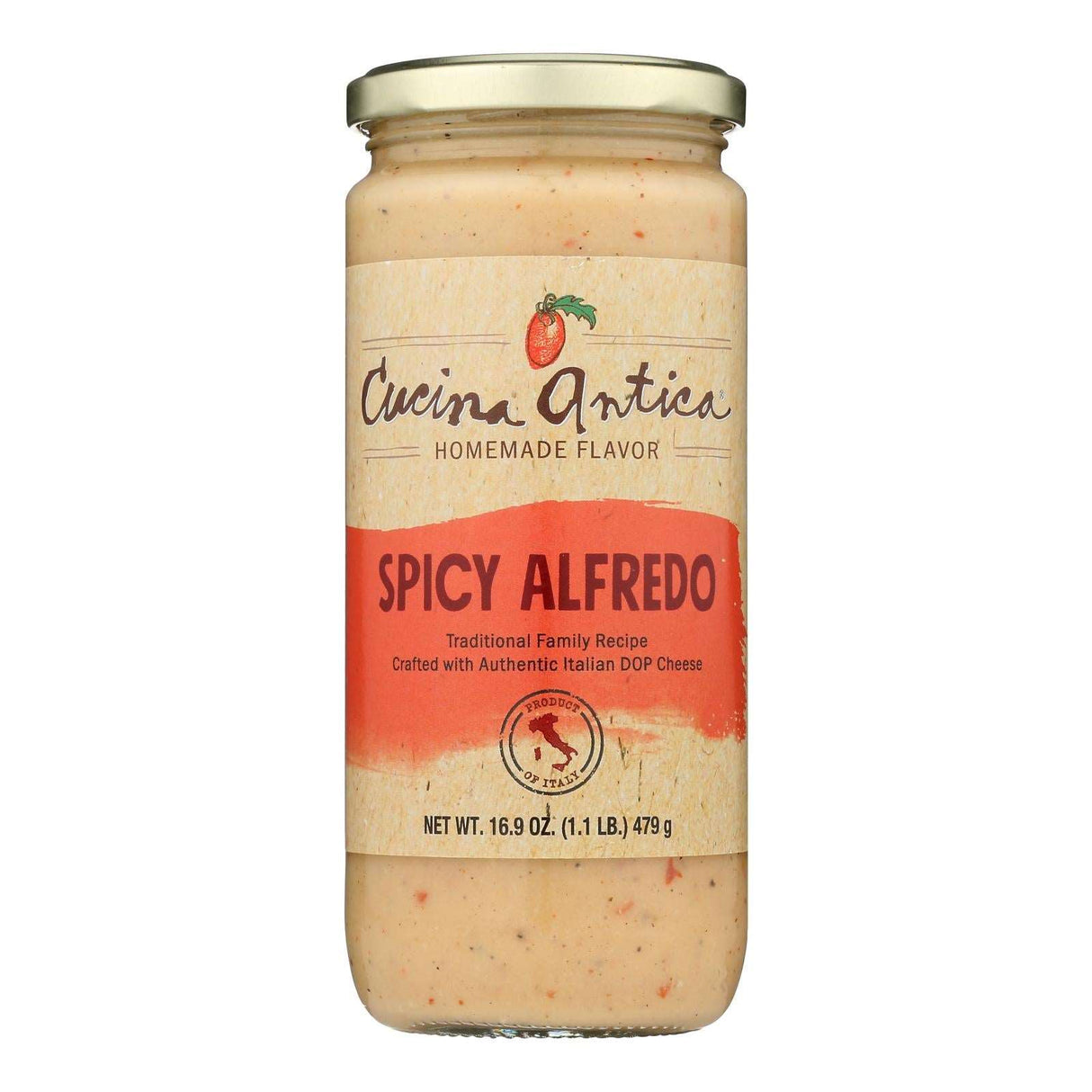 Alfredo Sauce, Spicy, 16.9 Oz Jars, Pack of 6, Cucina Antica - Cozy Farm