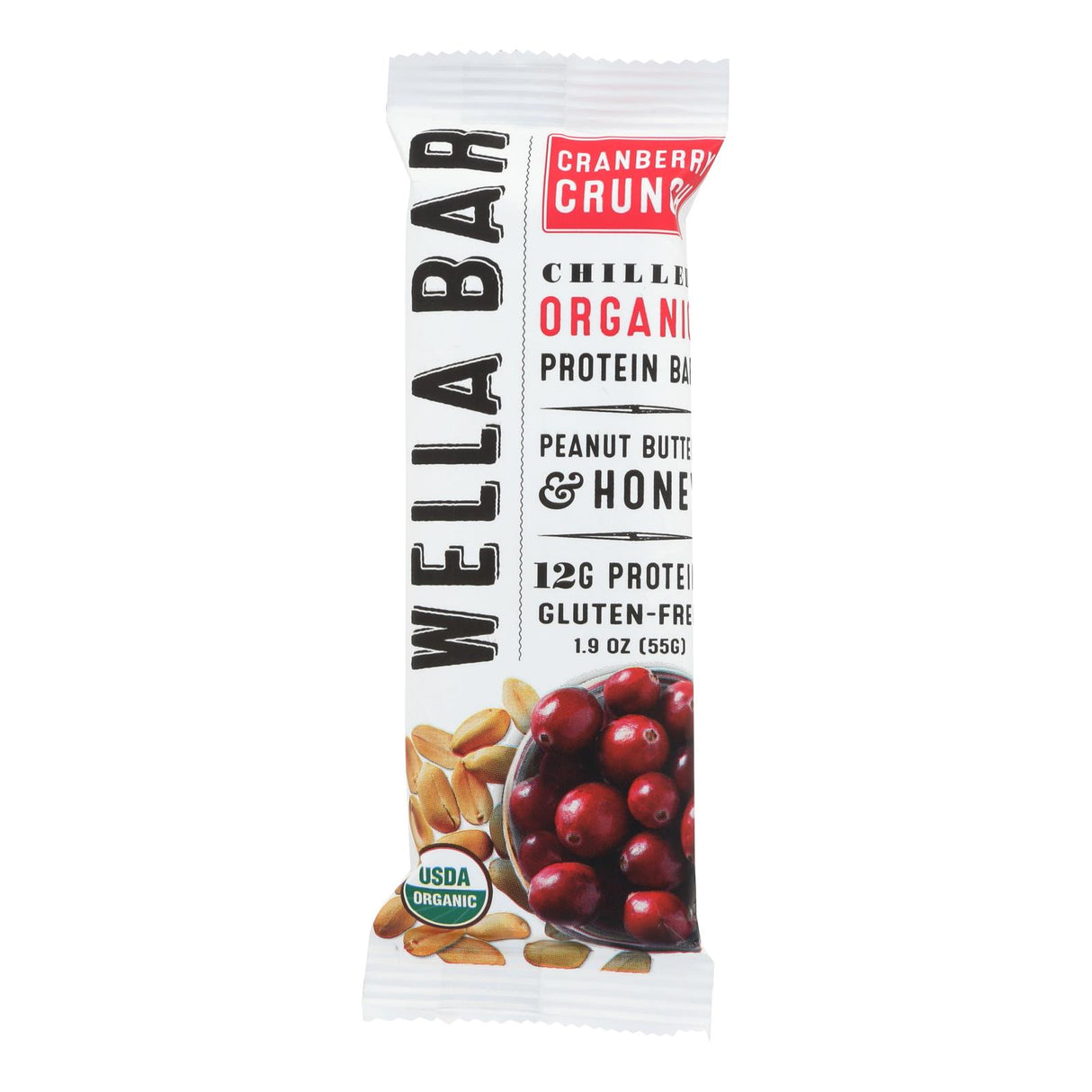 Wella Bar Cranberry Crunch Chilled Organic Protein, Heart-Healthy Bar - 1.9 Oz. (Pack of 8) - Cozy Farm