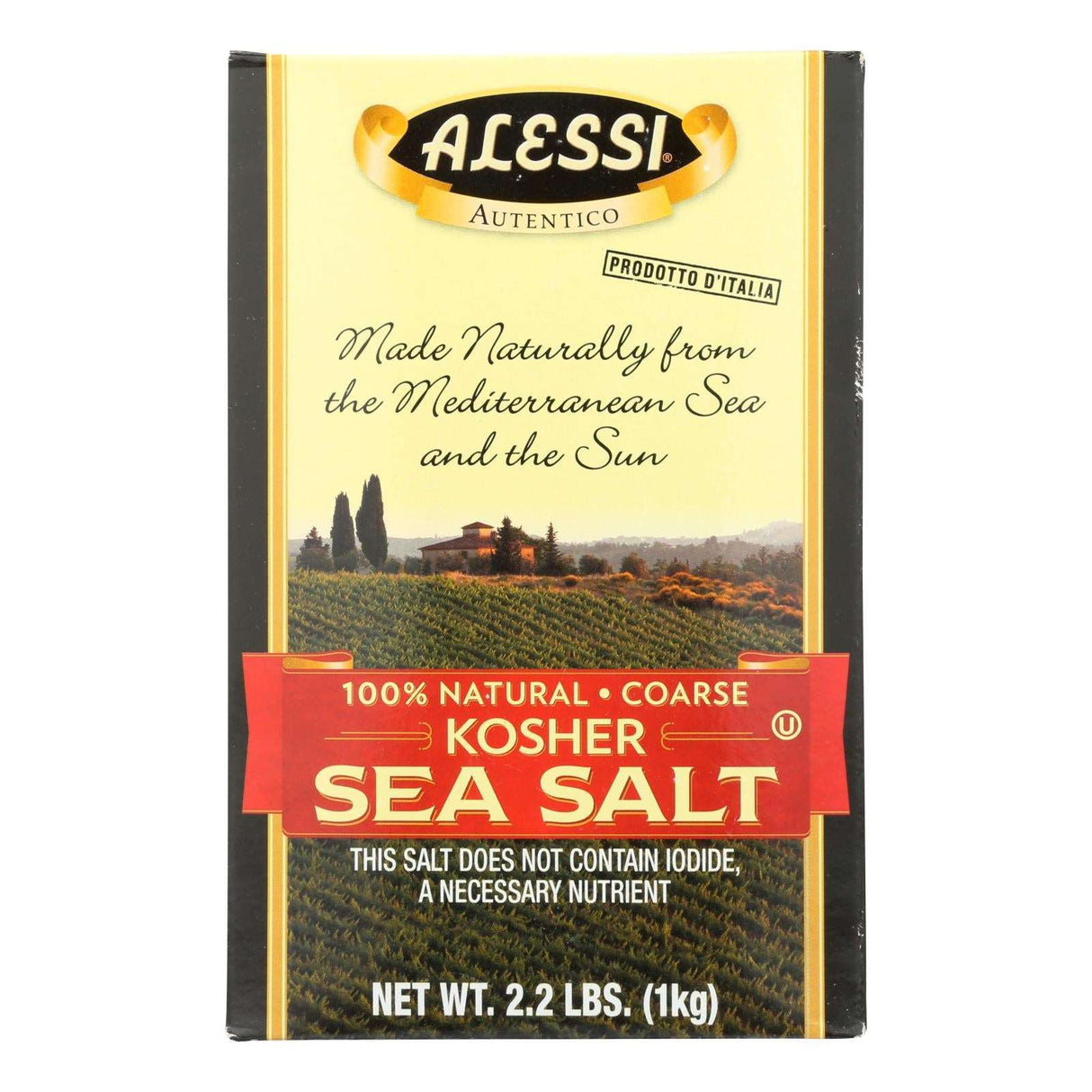 Alessi Kosher Sea Salt, 35.3 Oz, Pack of 6 - Cozy Farm