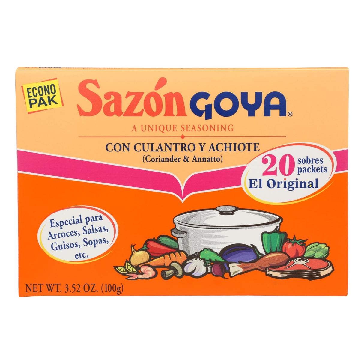 Goya Sazon Coriander & Annatto Seasoning - 3.52 Oz (Pack of 18) - Cozy Farm