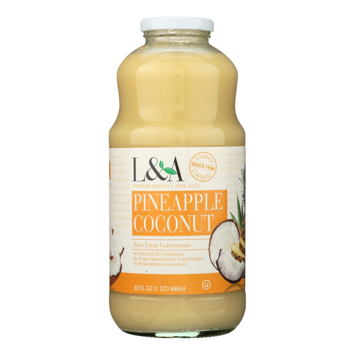 L And A Juice - Pineapple Coconut - Case Of 6 - 32 Fl Oz. - Cozy Farm