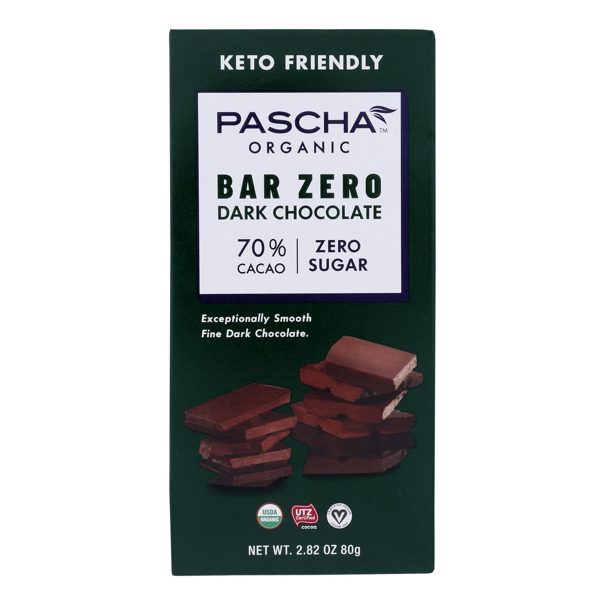 Pascha Bar Dark Chocolate 70% Stevia (Pack of 10) 2.82 Oz - Cozy Farm