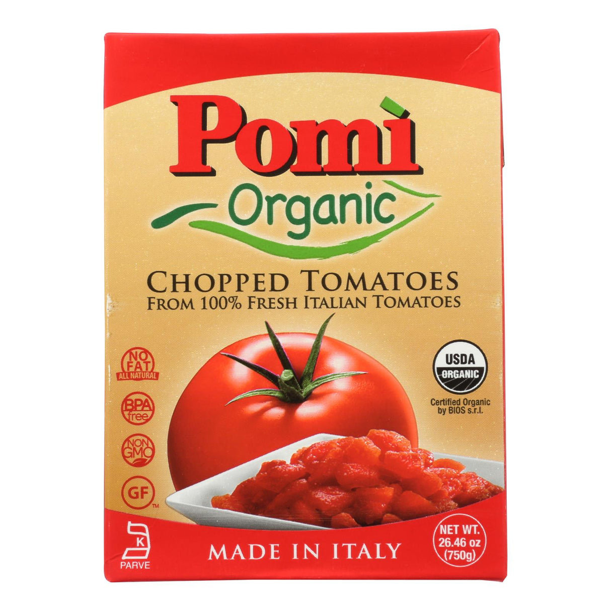 Pomi Organic Chopped Tomatoes - 12 Pack - 26.46 Oz - Cozy Farm