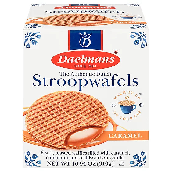 Daelmans Caramel Stroopwafels, Authentic Dutch, Individually Wrapped, Case of 8 (10.94 oz)