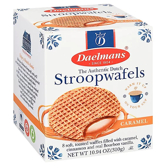 Daelmans Caramel Stroopwafels, Authentic Dutch, Individually Wrapped, Case of 8 (10.94 oz)